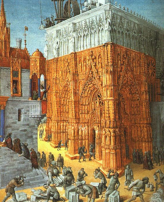 Jean Fouquet The Building of a Cathedral Norge oil painting art